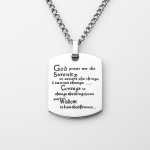 Неръждаема стомана Mens Womens Military Tag with Words Instipational Neaklace Dog Tagives Pendant
