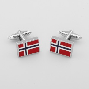 Модни бижута Аксесоар Емайл Копчета за ръкавели Норвежки флаг Копчета за ръкавели